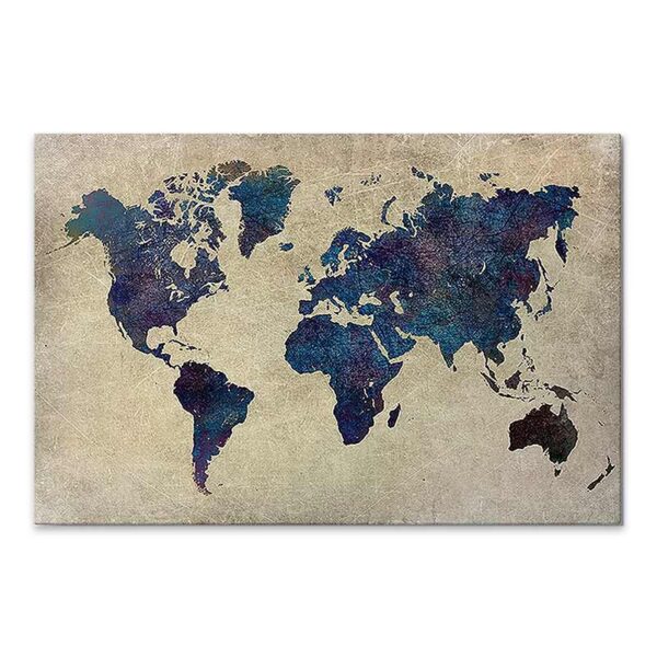 Πίνακας σε καμβά "World Map" General Emporio ψηφιακής εκτύπωσης 75x50x3εκ.